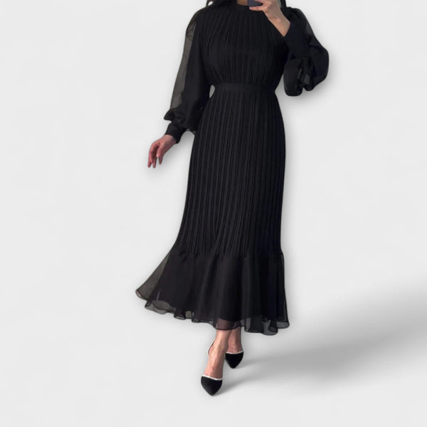 Cami - Elegante Franse Avondjurk met Mesh Accenten