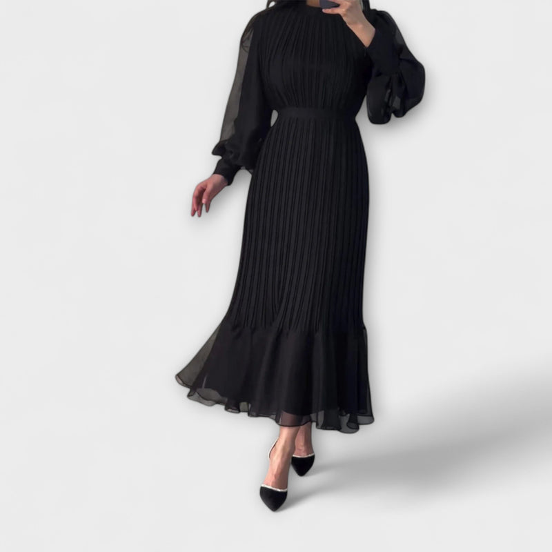 Cami - Elegante Franse Avondjurk met Mesh Accenten