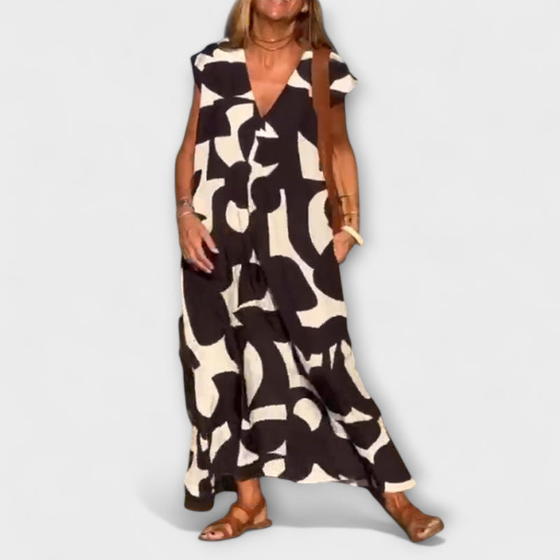 Elowen - Mouwloze Jurk met Uniek Geometrisch Print