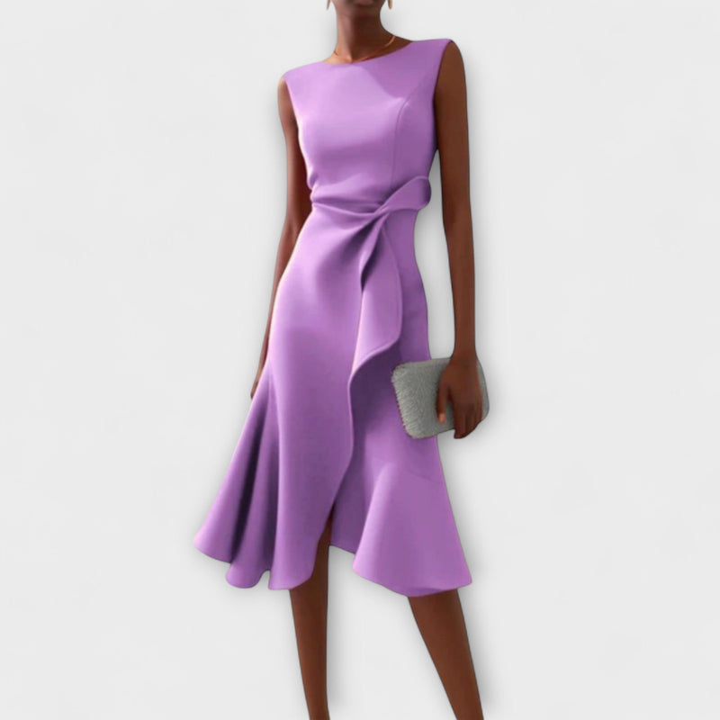 Juliette – Asymmetrische Geplooide Midi-jurk