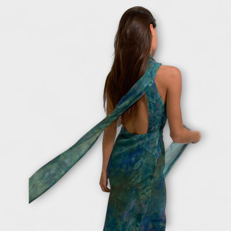 Maisie - Monet Iris Print Maxi Jurk