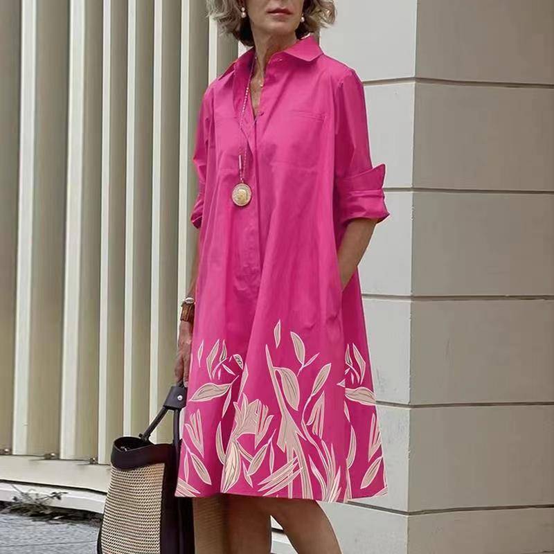 Moderne Hemdress met Kraag en Driekwart Mouwen