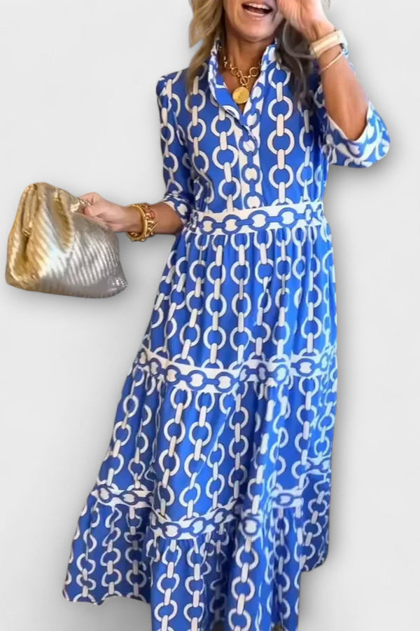 Juliette - Midi Jurk met Kettingpatroon