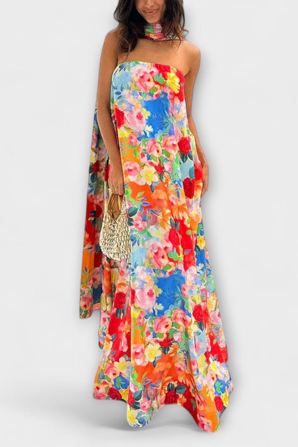 Harlow - Off-Shoulder Bloemen Maxi Jurk
