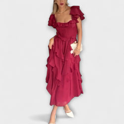 Quinlan - Chic Hoge Taille Jurk met Delicate Kantafwerking