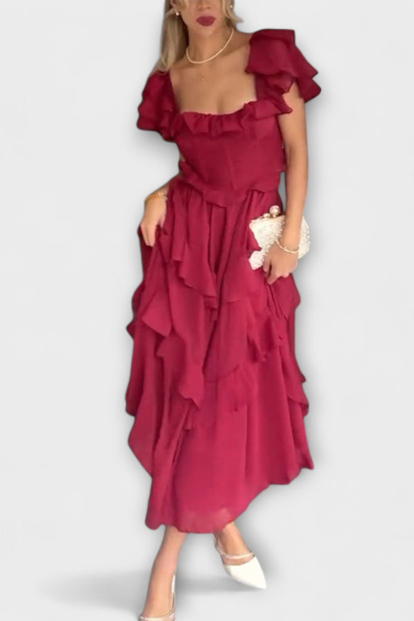 Quinlan - Chic Hoge Taille Jurk met Delicate Kantafwerking