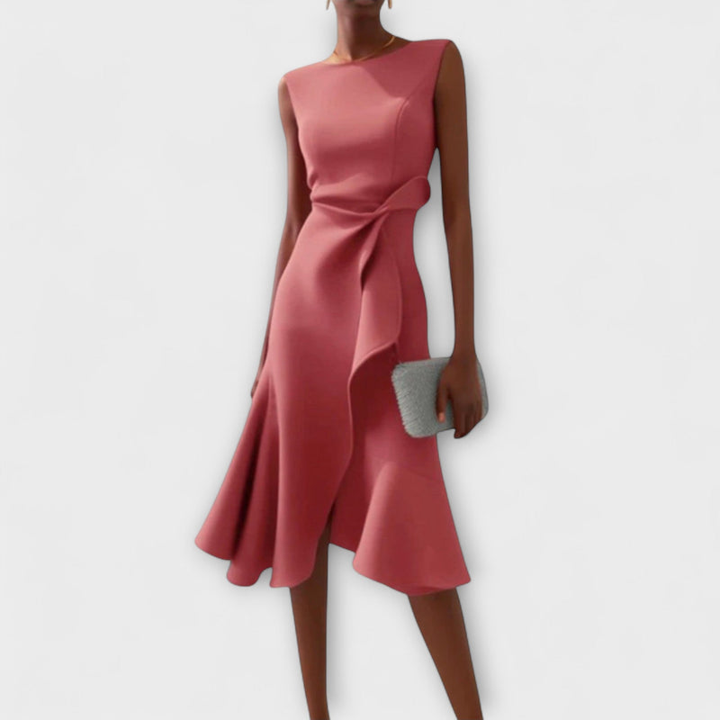 Juliette – Asymmetrische Geplooide Midi-jurk