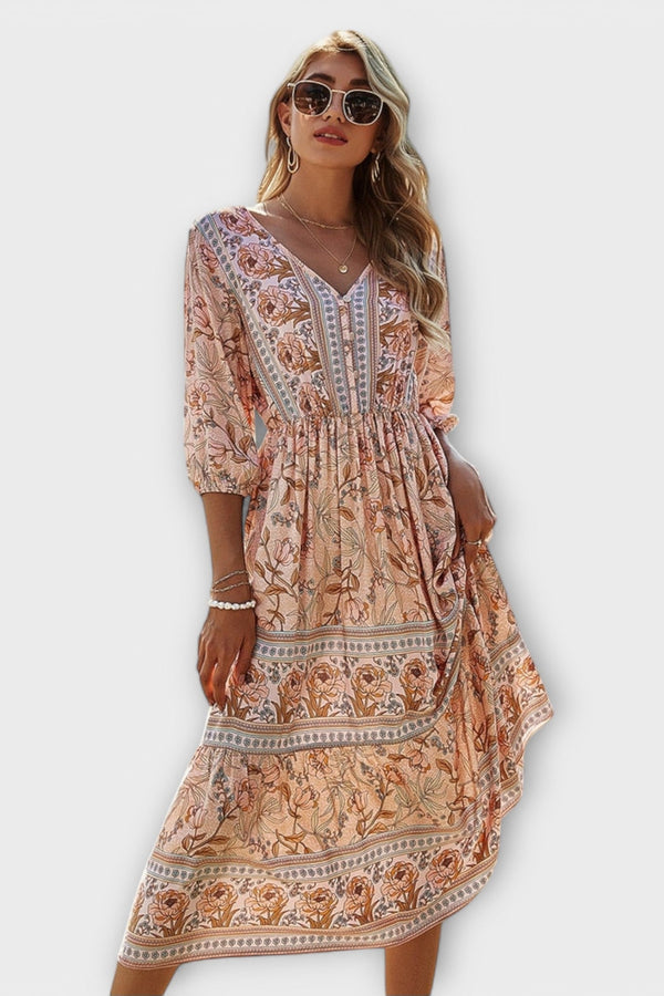 Xandra - Elegante Jurk met Bloemenprint
