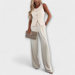 Wilhelmina - Chic Mouwloze Top en Broek Ensemble