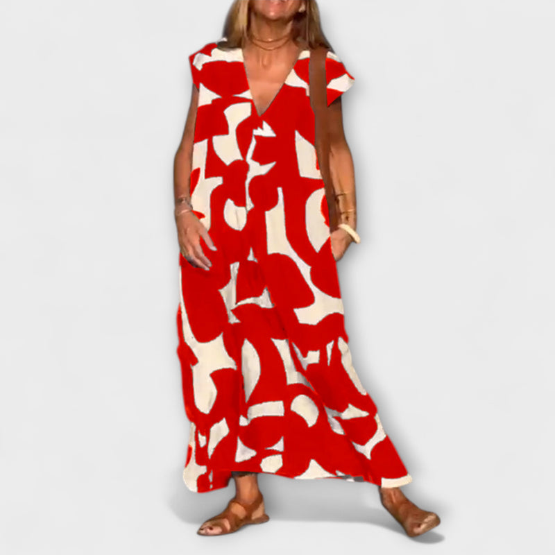 Elowen - Mouwloze Jurk met Uniek Geometrisch Print