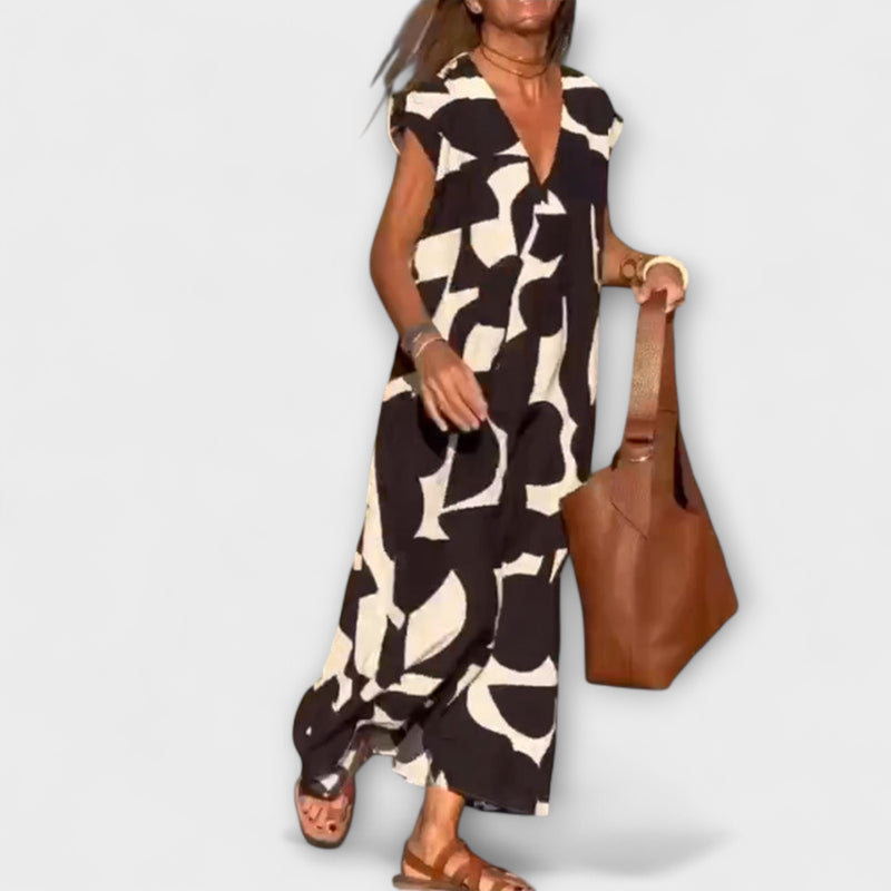 Elowen - Mouwloze Jurk met Uniek Geometrisch Print