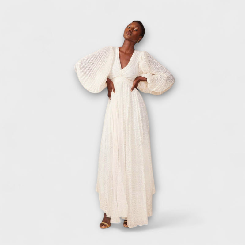 Elsa - Crème Maxi Jurk van Allegory