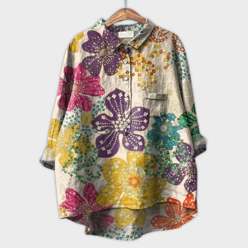 Magdalena - Handgemaakte Damesblouse met Bloemontwerp
