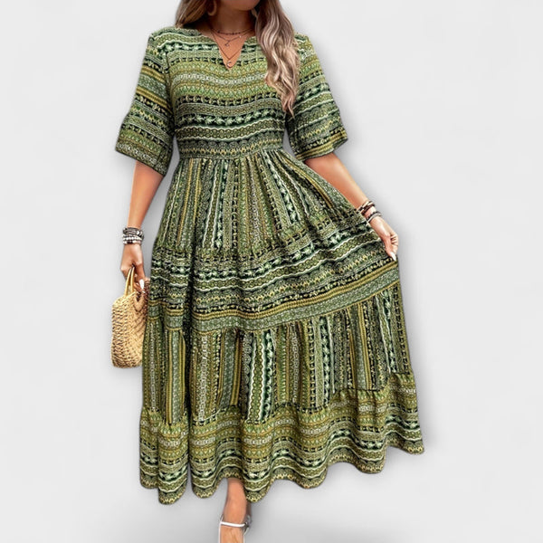 Sylpha - Chic Bohemian Jurk met Elegante Etnische Print