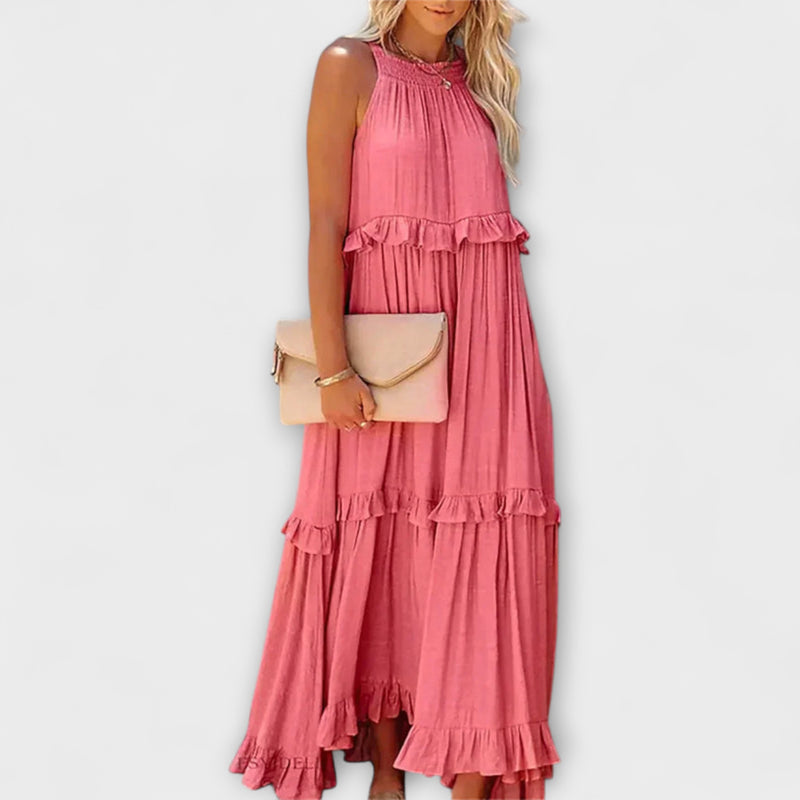 Delilah - Chique Halter Neck Jurk met Rimpelrand