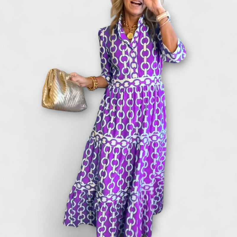 Juliette - Midi Jurk met Kettingpatroon