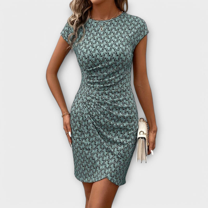 Emma - Korte Mouwen Tulp Jurk met Allover Print