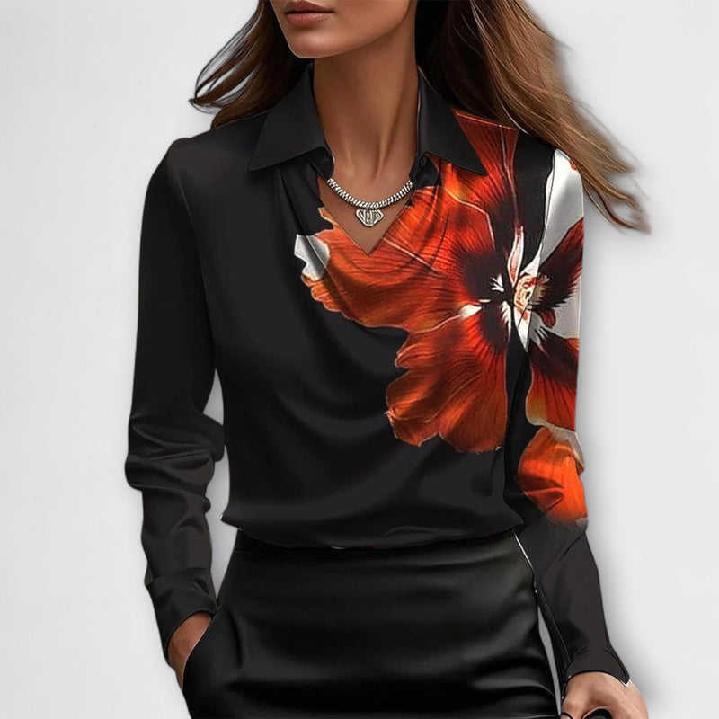 Glanzende Blouse met Rimpel Kraag