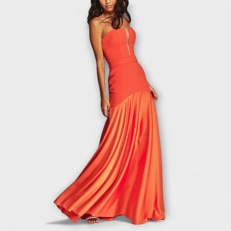 Vada - Off-Shoulder Maxi Jurk met V-Hals