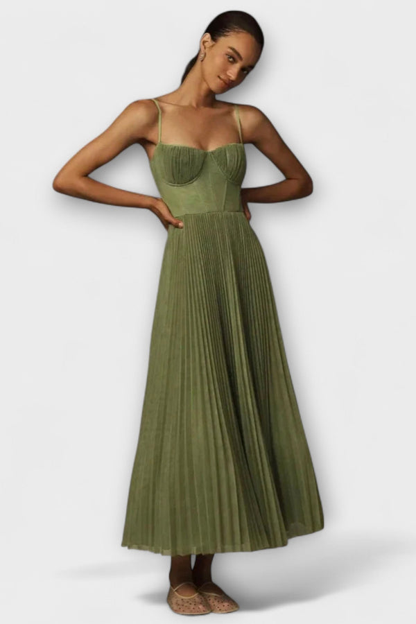 Marilyn - Midi Tulle Geplooide Rok Jurk met Bustier Ontwerp