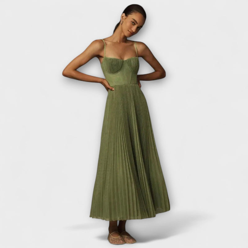 Marilyn - Midi Tulle Geplooide Rok Jurk met Bustier Ontwerp