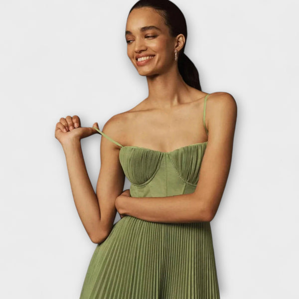 Marilyn - Midi Tulle Geplooide Rok Jurk met Bustier Ontwerp