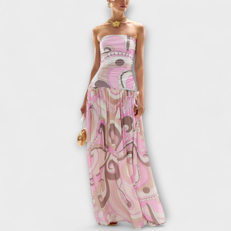Tatum - Prachtige Pastel Off-Shoulder Maxi Jurk