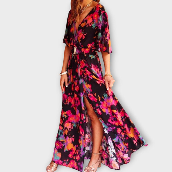 Sabine - Stijlvolle Wrap Maxi Jurk met Vloeiende Ontwerp