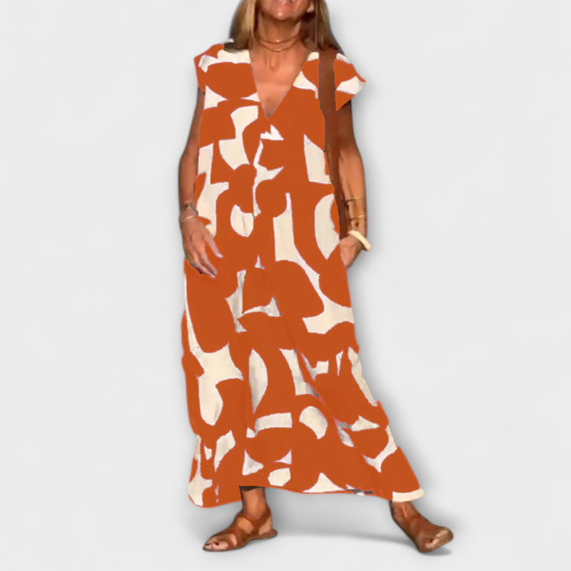 Elowen - Mouwloze Jurk met Uniek Geometrisch Print