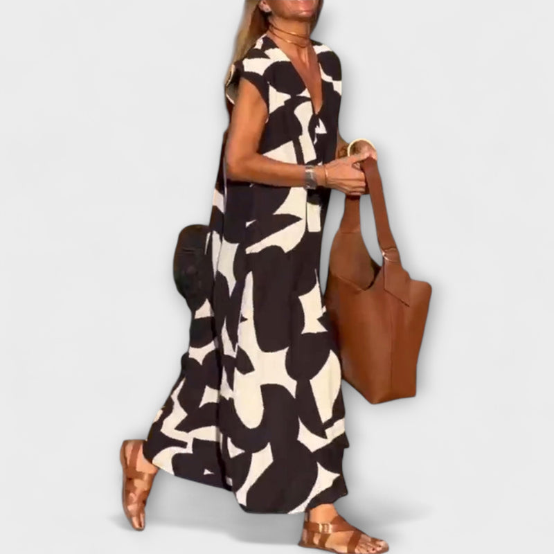 Elowen - Mouwloze Jurk met Uniek Geometrisch Print
