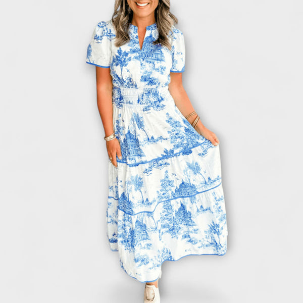 Solene - Bohemian V-Hals Bloemen Maxi Jurk