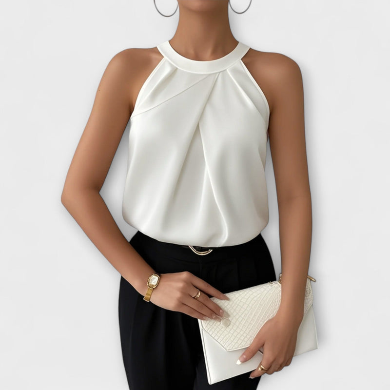 Skye - Chic Satijnen Blouse met Off-Shoulder Design