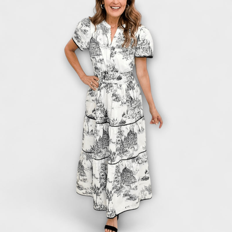 Solene - Bohemian V-Hals Bloemen Maxi Jurk