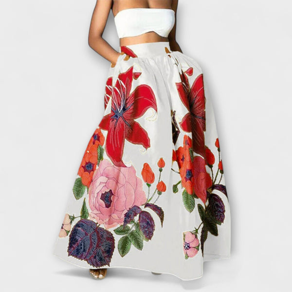 Ysolda - Stijlvolle Hoge Taille Bloemenprint Rok