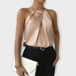 Skye - Chic Satijnen Blouse met Off-Shoulder Design