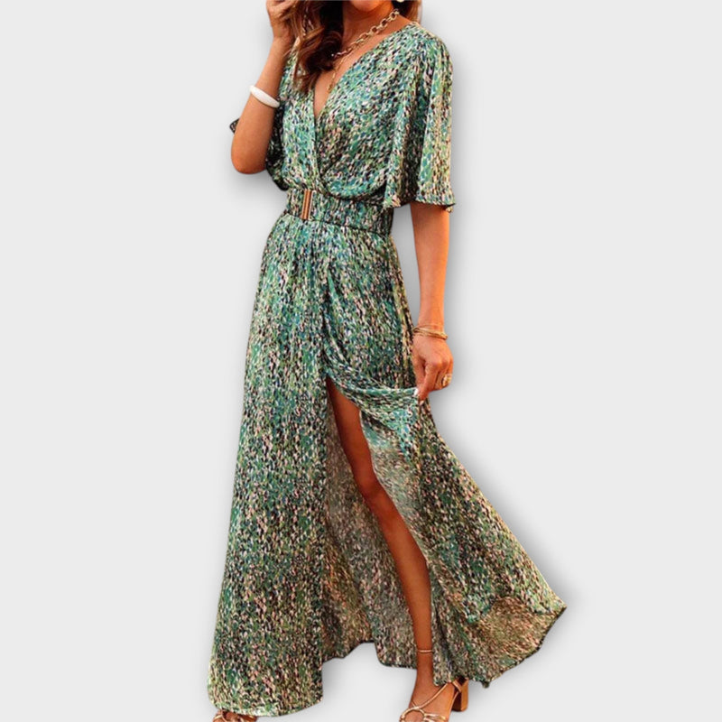Sabine - Stijlvolle Wrap Maxi Jurk met Vloeiende Ontwerp