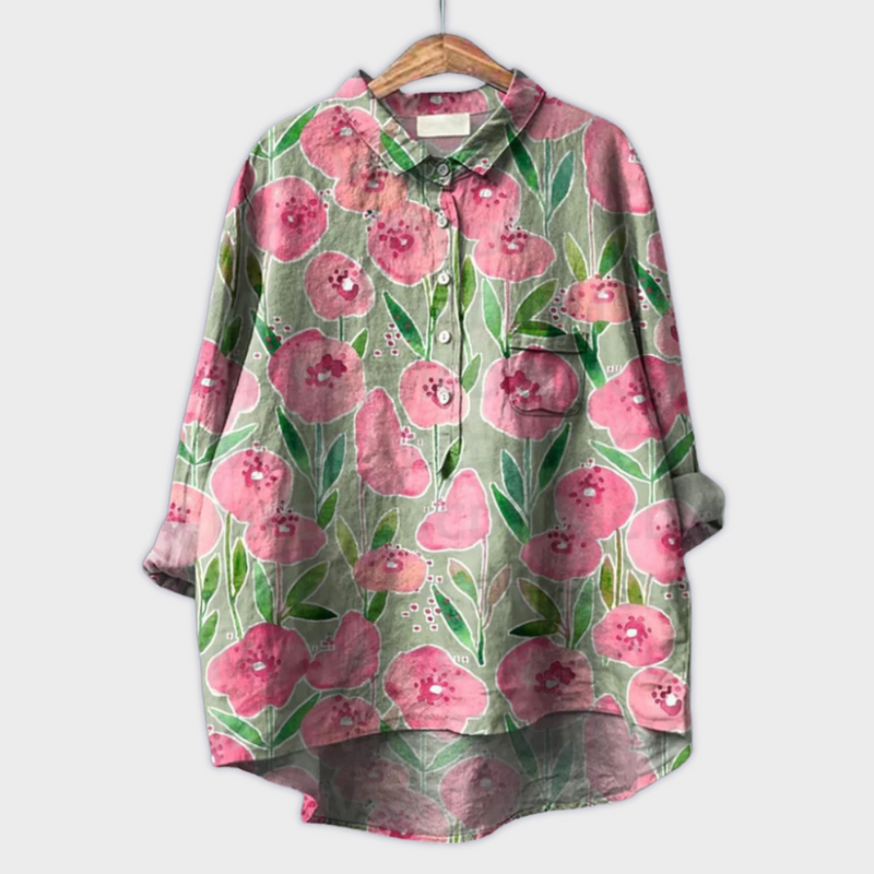Magdalena - Handgemaakte Damesblouse met Bloemontwerp