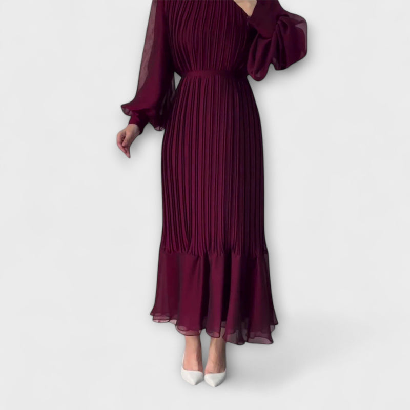 Cami - Elegante Franse Avondjurk met Mesh Accenten