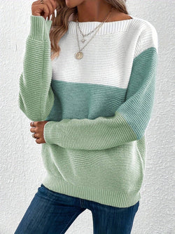 Clara - Elegante Driekleurige Patchwork Trui