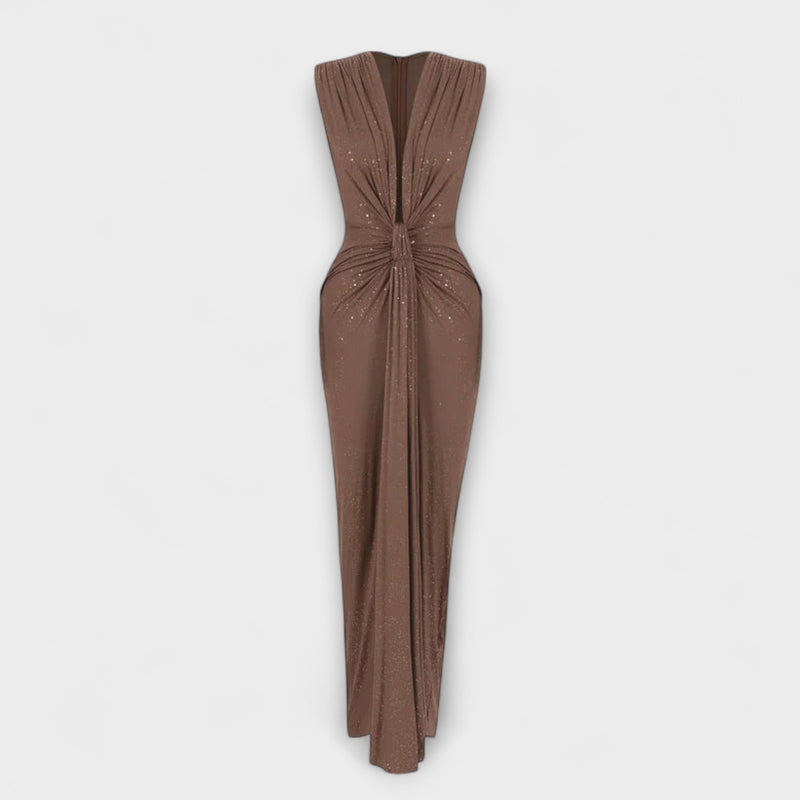 Thea - Maxi Jurk met Diepe V-Hals