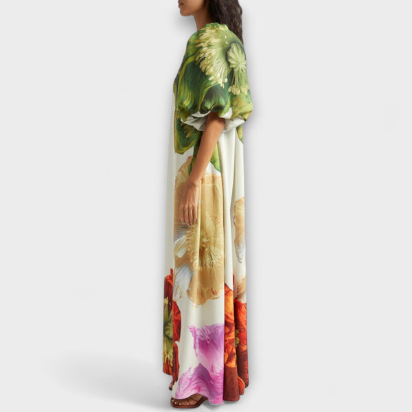 Melody - Asymmetrische Bloemen Maxi Jurk