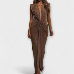Thea - Maxi Jurk met Diepe V-Hals