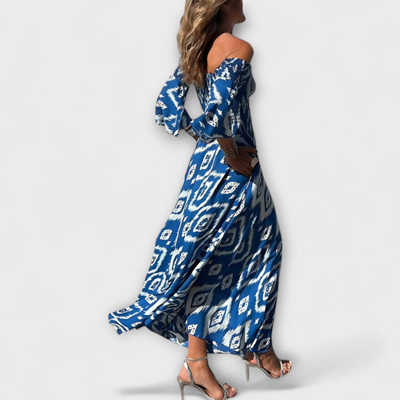 Bella - Off-Shoulder Jurk met Oceaanbloemen