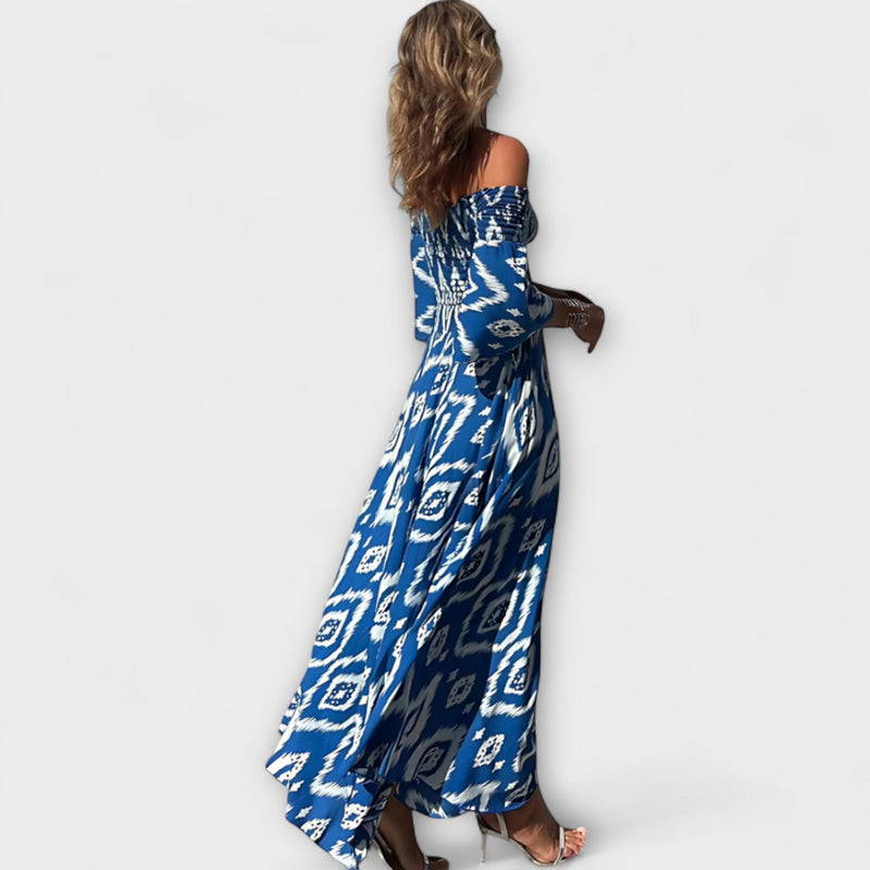 Bella - Off-Shoulder Jurk met Oceaan Bloemen