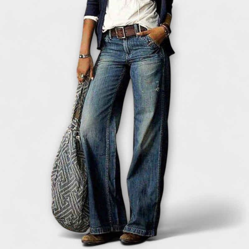 Cess - Denim Broek met Wijde Pijpen
