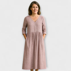 Dabria - Klassiek Gestreepte Casual Jurk