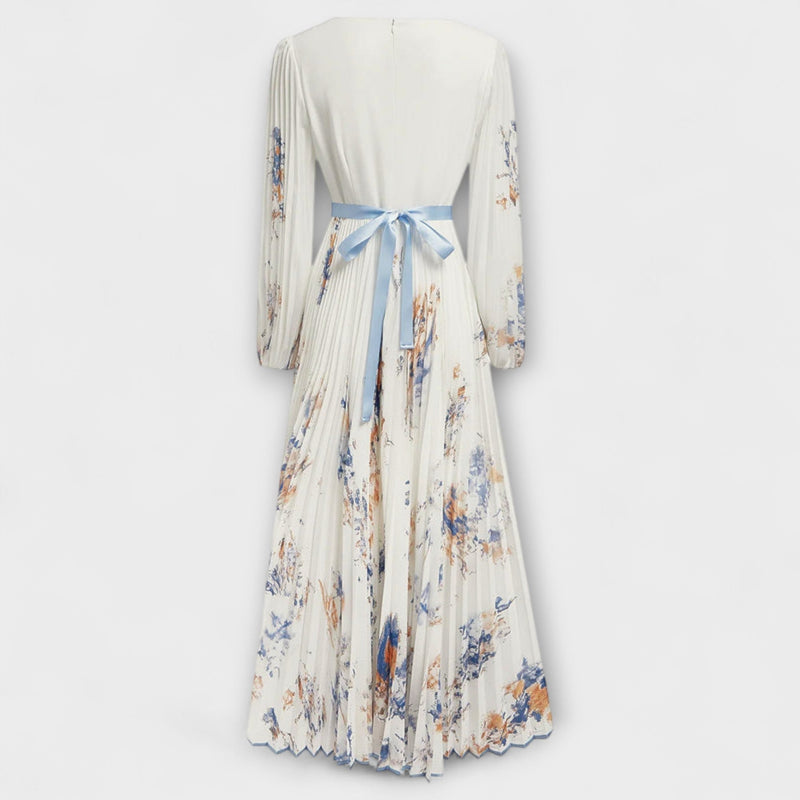 Halston - Chic V-Hals Maxi Jurk met Puff Mouwen