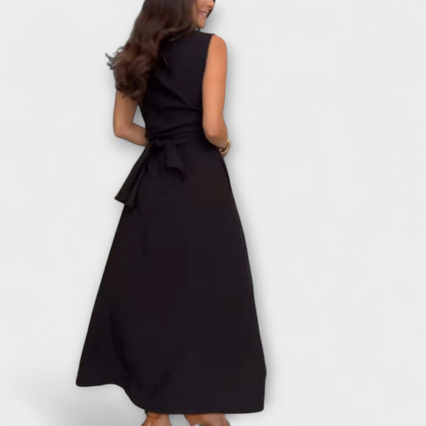 Mira - Opvallende, enkel-breasted midi-jurk met strikdetail