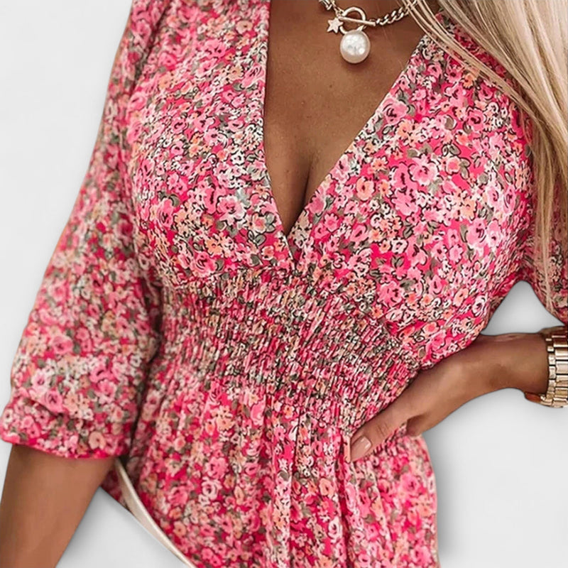 Bloemen Puff Mouwen Jurk