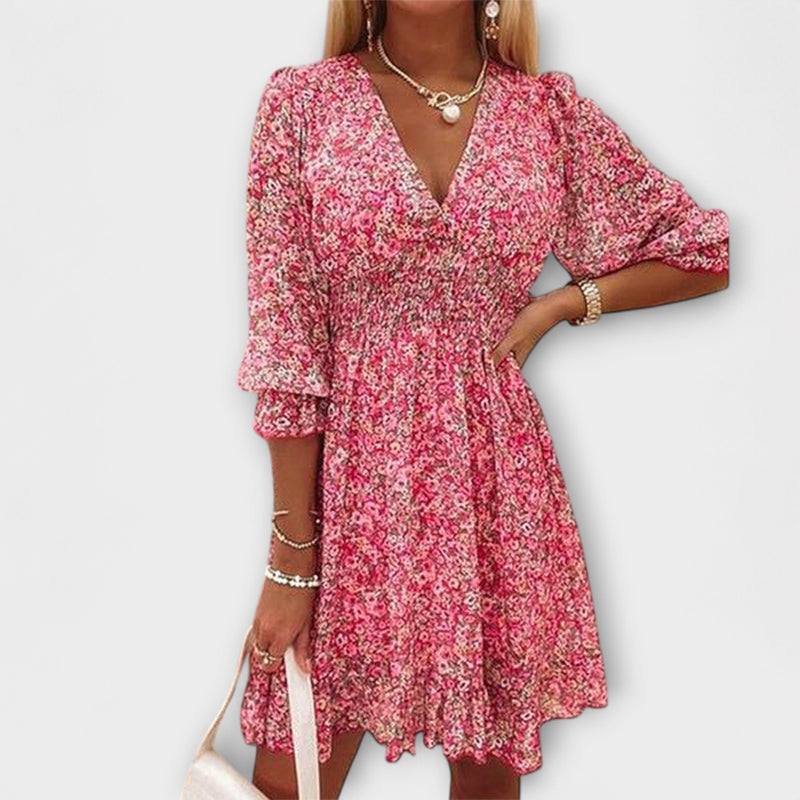 Bloemen Puff Mouwen Jurk
